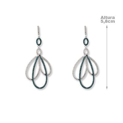 Brinco de Prata com Zircônias.