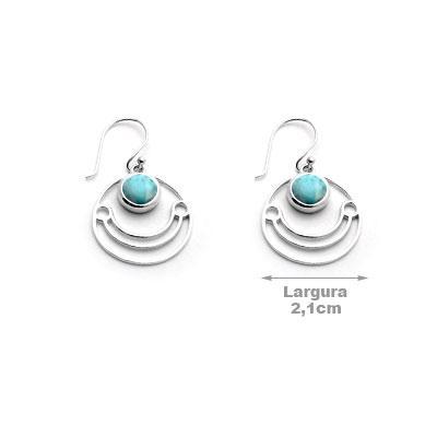 Brinco de Prata com Larimar. 