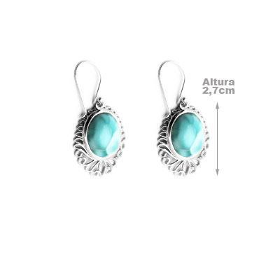 Brinco de Prata com Larimar.