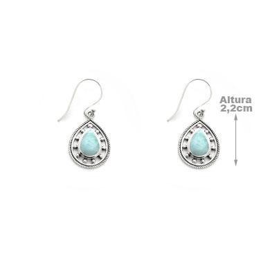 Brinco de Prata com Larimar.