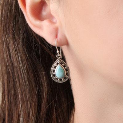 Brinco de Prata com Larimar.