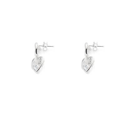 Brinco de Prata Coração com Zircônia - 41240