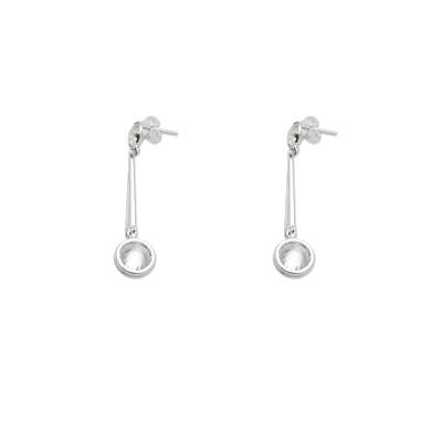 Brinco  de Prata Liso com Zircônia