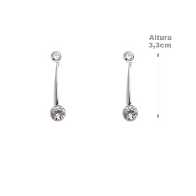 Brinco  de Prata Liso com Zircônia