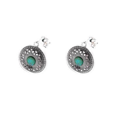 Brinco de Prata com Turquesa.