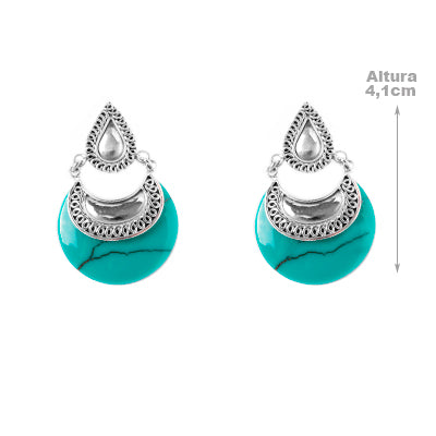 Brinco de Prata com Turquesa. 