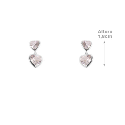 Brinco de Prata Coração com Zircônia