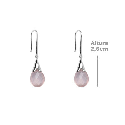 Brinco de Prata com Quartzo Rosa
