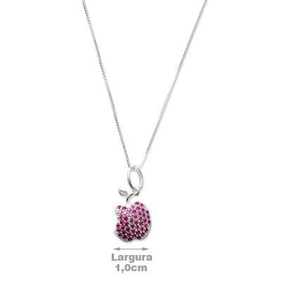 Gargantilha de Prata Maçã com Zircônias