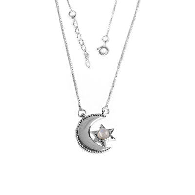 Gargantilha de Prata Lua e Estrela 