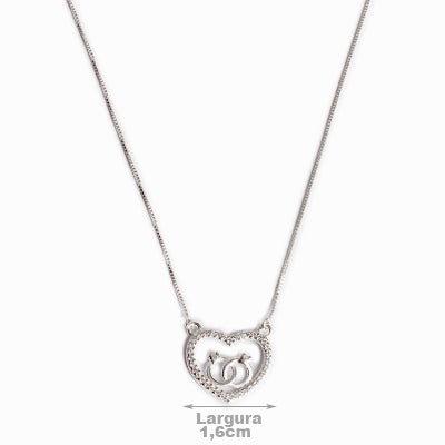 Gargantilha de Prata Coração com Zircônia
