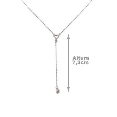 Gargantilha de Prata Coração com Zircônias