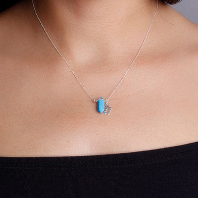 Gargantilha de Prata Signo com Pedra