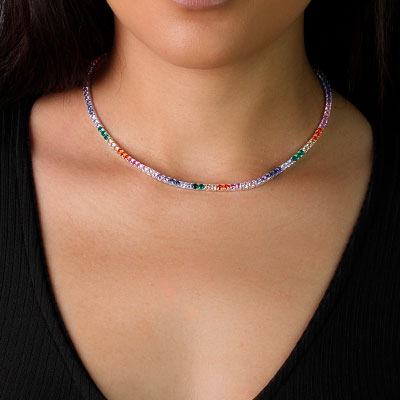 Gargantilha de Prata com Zircônias