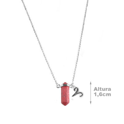 Gargantilha de Prata Signo de Áries com Pedra