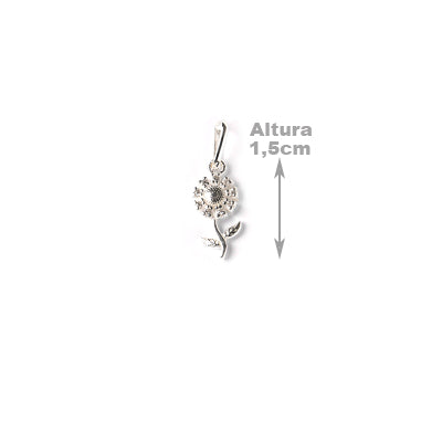 Pingente de Prata Flor com Zircônia