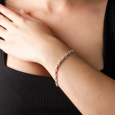 Pulseira de Prata com Zircônias. 