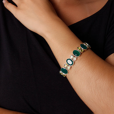Pulseira de Prata com Esmeralda