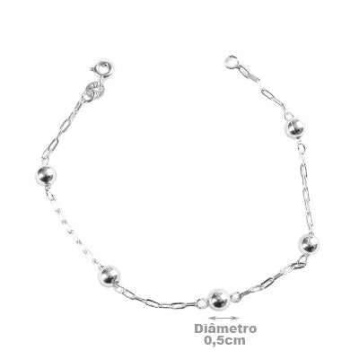 Pulseira de Prata Bola.