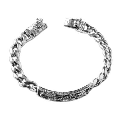 Pulseira de Prata com Placa de Dragão - 35219