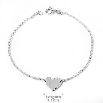 Pulseira de Prata Coração