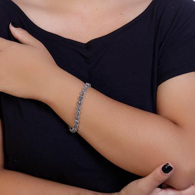Pulseira de Prata Flor com Marcassita