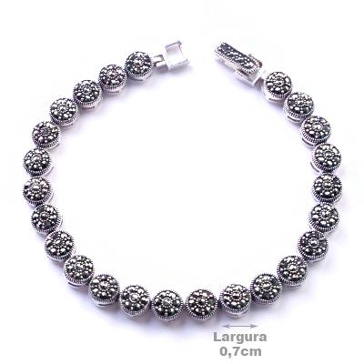 Pulseira de Prata Flor com Marcassita