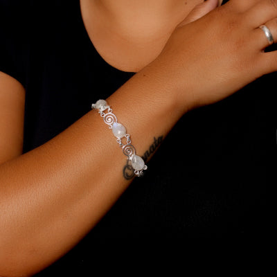 Pulseira de Prata com Pedra da lua
