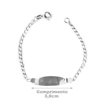 Pulseira de Prata Infantil com Placa