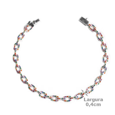 Pulseira de Prata com Zircônias. 