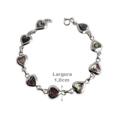 Pulseira de Prata de Coração com Abalone 