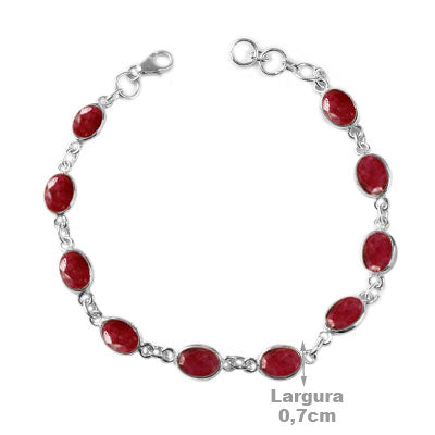 Pulseira de Prata com Rubi.