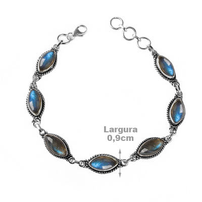 Pulseira de Prata com Labradorita