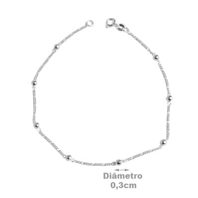 Tornozeleira de Prata Bola